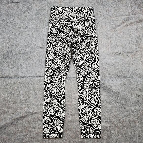 Lululemon Leggings Size 4 Cropped Womens Mosaic Roses Run Athletic Gym Workout - Picture 7 of 9